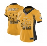 Women's Nike Pittsburgh Steelers #42 Morgan Burnett Limited Gold Rush Drift Fashion NFL Jersey