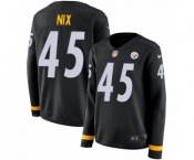 Women's Nike Pittsburgh Steelers #45 Roosevelt Nix Limited Black Therma Long Sleeve NFL Jersey