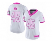 Women's Nike Pittsburgh Steelers #45 Roosevelt Nix Limited White Pink Rush Fashion NFL Jersey
