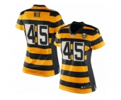 Women's Nike Pittsburgh Steelers #45 Roosevelt Nix Limited Yellow Black Alternate 80TH Anniversary Throwback NFL Jersey