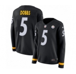 Women's Nike Pittsburgh Steelers #5 Joshua Dobbs Limited Black Therma Long Sleeve NFL Jersey