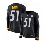 Women's Nike Pittsburgh Steelers #51 Jon Bostic Limited Black Therma Long Sleeve NFL Jersey