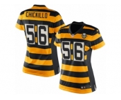 Women's Nike Pittsburgh Steelers #56 Anthony Chickillo Limited Yellow Black Alternate 80TH Anniversary Throwback NFL Jersey