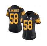 Women's Nike Pittsburgh Steelers #58 Jack Lambert Limited Black Rush NFL Jersey