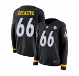 Women's Nike Pittsburgh Steelers #66 David DeCastro Limited Black Therma Long Sleeve NFL Jersey