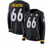 Women's Nike Pittsburgh Steelers #66 David DeCastro Limited Black Therma Long Sleeve NFL Jersey