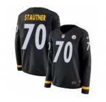 Women's Nike Pittsburgh Steelers #70 Ernie Stautner Limited Black Therma Long Sleeve NFL Jersey