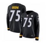 Women's Nike Pittsburgh Steelers #75 Joe Greene Limited Black Therma Long Sleeve NFL Jersey