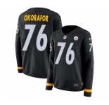 Women's Nike Pittsburgh Steelers #76 Chukwuma Okorafor Limited Black Therma Long Sleeve NFL Jersey