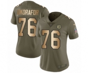 Women's Nike Pittsburgh Steelers #76 Chukwuma Okorafor Limited Olive Gold 2017 Salute to Service NFL Jersey