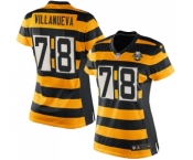 Women's Nike Pittsburgh Steelers #78 Alejandro Villanueva Game Yellow Black Alternate 80TH Anniversary Throwback NFL Jersey