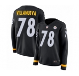 Women's Nike Pittsburgh Steelers #78 Alejandro Villanueva Limited Black Therma Long Sleeve NFL Jersey