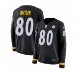 Women's Nike Pittsburgh Steelers #80 Jack Butler Limited Black Therma Long Sleeve NFL Jersey