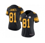 Women's Nike Pittsburgh Steelers #81 Jesse James Limited Black Rush NFL Jersey