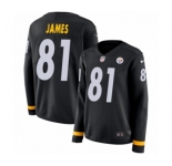 Women's Nike Pittsburgh Steelers #81 Jesse James Limited Black Therma Long Sleeve NFL Jersey