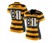 Women's Nike Pittsburgh Steelers #81 Jesse James Limited Yellow Black Alternate 80TH Anniversary Throwback NFL Jersey