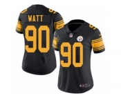 Women's Nike Pittsburgh Steelers #90 T. J. Watt Limited Black Rush NFL Jersey