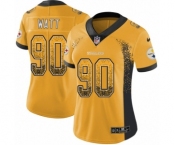 Women's Nike Pittsburgh Steelers #90 T. J. Watt Limited Gold Rush Drift Fashion NFL Jersey