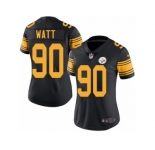 Women's Nike Pittsburgh Steelers #90 T.J. Watt Limited Black Rush NFL Jersey