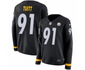 Women's Nike Pittsburgh Steelers #91 Stephon Tuitt Limited Black Therma Long Sleeve NFL Jersey