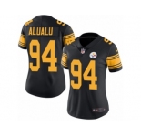 Women's Nike Pittsburgh Steelers #94 Tyson Alualu Limited Black Rush NFL Jersey