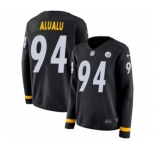 Women's Nike Pittsburgh Steelers #94 Tyson Alualu Limited Black Therma Long Sleeve NFL Jersey
