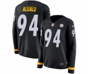 Women's Nike Pittsburgh Steelers #94 Tyson Alualu Limited Black Therma Long Sleeve NFL Jersey