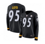 Women's Nike Pittsburgh Steelers #95 Greg Lloyd Limited Black Therma Long Sleeve NFL Jersey
