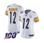 Women's Pittsburgh Steelers #12 Terry Bradshaw White Vapor Untouchable Limited Player 100th Season Football Jersey