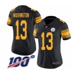 Women's Pittsburgh Steelers #13 James Washington Limited Black Rush Vapor Untouchable 100th Season Football Jersey