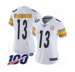 Women's Pittsburgh Steelers #13 James Washington White Vapor Untouchable Limited Player 100th Season Football Jersey