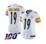 Women's Pittsburgh Steelers #19 JuJu Smith-Schuster White Vapor Untouchable Limited Player 100th Season Football Jersey