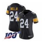 Women's Pittsburgh Steelers #24 Benny Snell Jr. Black Alternate Vapor Untouchable Limited Player 100th Season Football Jersey