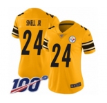 Women's Pittsburgh Steelers #24 Benny Snell Jr. Limited Gold Inverted Legend 100th Season Football Jersey