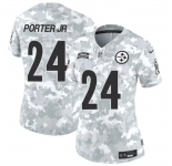 Women's Pittsburgh Steelers #24 Joey Porter Jr. 2024 F.U.S.E Arctic Camo Salute To Service Limited Stitched Football Jersey