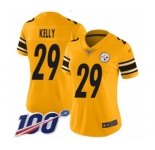 Women's Pittsburgh Steelers #29 Kam Kelly Limited Gold Inverted Legend 100th Season Football Jersey