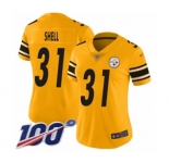Women's Pittsburgh Steelers #31 Donnie Shell Limited Gold Inverted Legend 100th Season Football Jersey