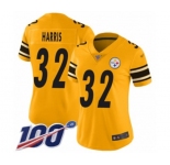 Women's Pittsburgh Steelers #32 Franco Harris Limited Gold Inverted Legend 100th Season Football Jersey