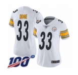 Women's Pittsburgh Steelers #33 Merril Hoge White Vapor Untouchable Limited Player 100th Season Football Jersey
