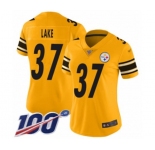 Women's Pittsburgh Steelers #37 Carnell Lake Limited Gold Inverted Legend 100th Season Football Jersey