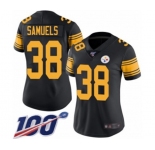 Women's Pittsburgh Steelers #38 Jaylen Samuels Limited Black Rush Vapor Untouchable 100th Season Football Jersey
