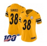 Women's Pittsburgh Steelers #38 Jaylen Samuels Limited Gold Inverted Legend 100th Season Football Jersey