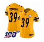 Women's Pittsburgh Steelers #39 Minkah Fitzpatrick Limited Gold Inverted Legend 100th Season Football Jersey