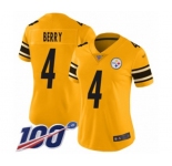 Women's Pittsburgh Steelers #4 Jordan Berry Limited Gold Inverted Legend 100th Season Football Jersey