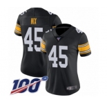Women's Pittsburgh Steelers #45 Roosevelt Nix Black Alternate Vapor Untouchable Limited Player 100th Season Football Jersey