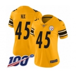 Women's Pittsburgh Steelers #45 Roosevelt Nix Limited Gold Inverted Legend 100th Season Football Jersey