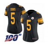Women's Pittsburgh Steelers #5 Joshua Dobbs Limited Black Rush Vapor Untouchable 100th Season Football Jersey