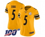 Women's Pittsburgh Steelers #5 Joshua Dobbs Limited Gold Inverted Legend 100th Season Football Jersey