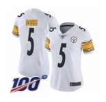 Women's Pittsburgh Steelers #5 Joshua Dobbs White Vapor Untouchable Limited Player 100th Season Football Jersey