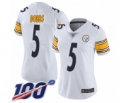 Women's Pittsburgh Steelers #5 Joshua Dobbs White Vapor Untouchable Limited Player 100th Season Football Jersey